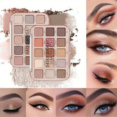 15 Highly Pigmented Eye Palettes Matte Shimmer Metallic Eyeshadow Palette Long Lasting Sweatproof Blendable Natural Color Makeup Eyeshadow Cosmetics