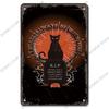 Happy Halloween Retro Poster Metal Plate Jack-O-Lantern Black Cat Witch Metal Tin Signs Vintage Halloween Party Living Room Home