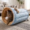 Plush Warm 2 in 1 Cat Tunnel Bed Thickened Cat Hide Tunnel Cushion Play Rest Cat Mat  Daily Use
