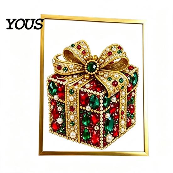 Holiday Decoration Making Sets DIY Jewelry Faux Pearl Art Painting Kit with Frame, Christmas Handmade Festive Wall Crystal Gem Craft Set for