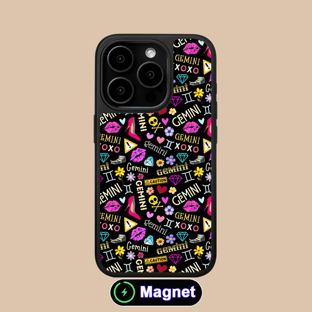 Zodiac Sign Gemini Phone Case for iPhone 17 16 15 14 13 12 11 Air Pro Max Plus Matte Surface Magsafe Cover