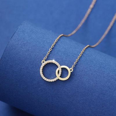 Collier Minimaliste Asymétrique Double Cercle - Style Japonais Coréen