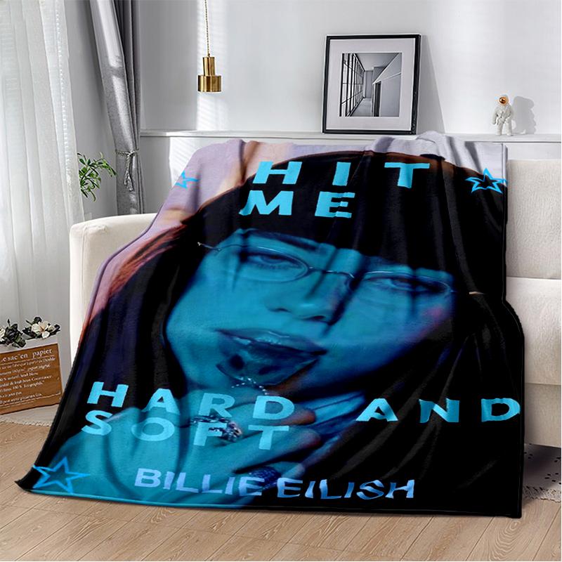 3D Hit Me Hard and Soft Billie Eilish Zpěvačka Měkká flanelová deka na postel, ložnici, pohovku, piknik, přehoz na přikrytí, dárek pro děti