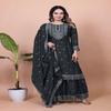 Dark Teal Embroidered Sharara Suit with Dupatta
