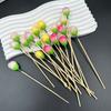 10Pcs Flower Bamboo Sticks Cake Topper Tulip Pod Cocktail Picks For Appetizers Fruit Sticks For Wedding Birthday Dessert Decor