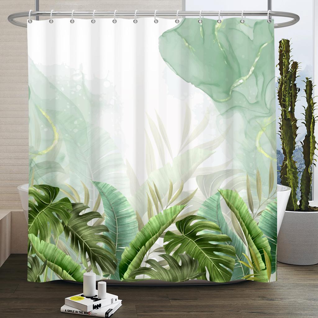 Watercolor Floral Shower Curtain Waterproof Easy To Clean Privacy Protection Print Botanical Design Elegant Bathroom Decor