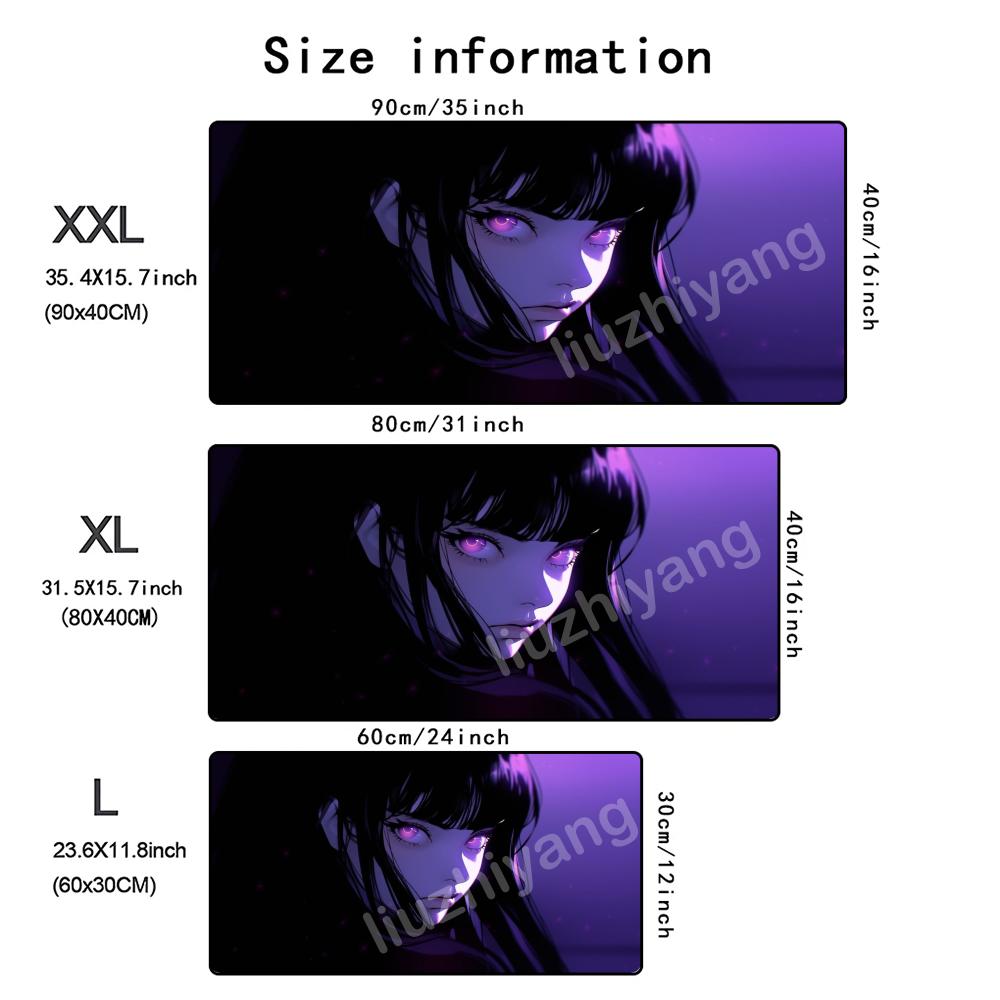 Anime Girl Mouse Pad Large Computer Office Game Table Mat Rubber AntiSlip Stitched Edge Keyboard Mats 90x40 Xxl Desk Pads