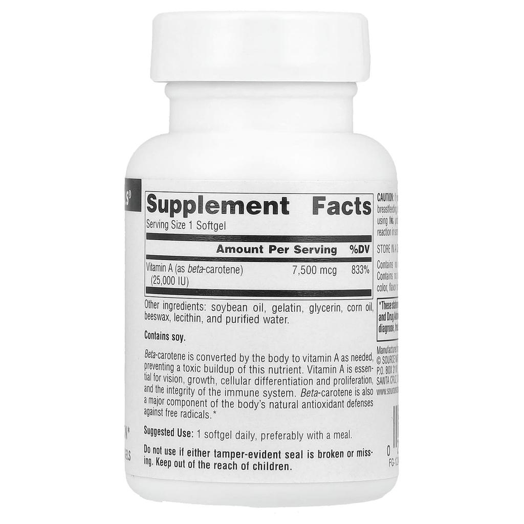 Beta-Carotin, 7.500 mcg (25.000 IE), 100 Weichkapseln
