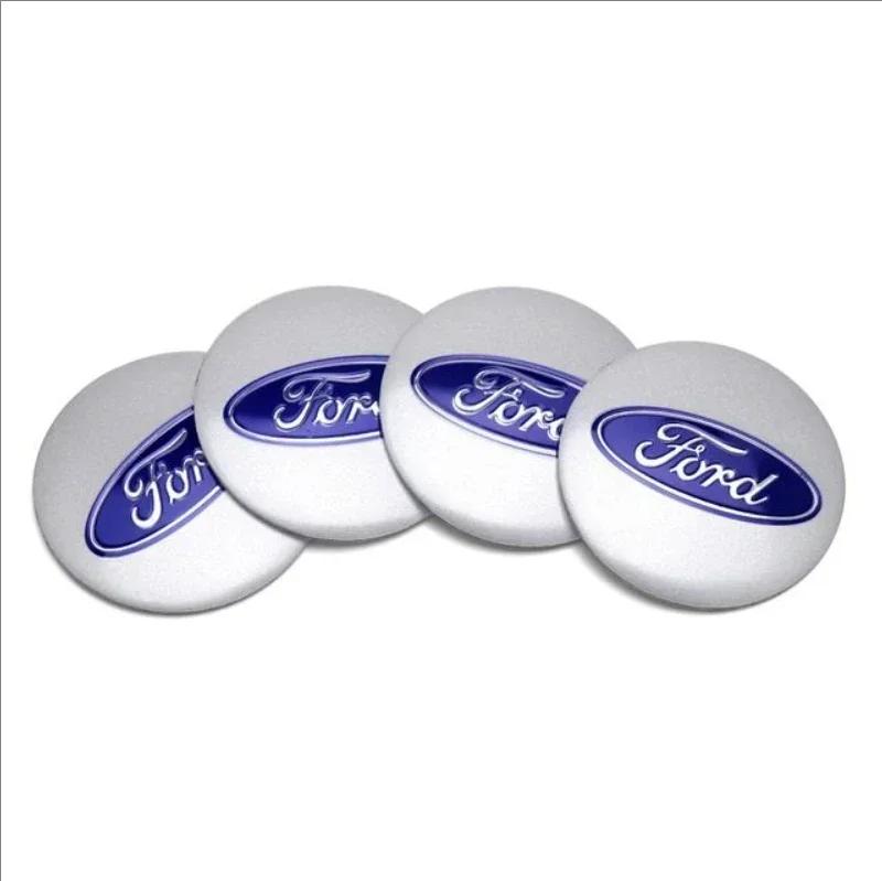 Autoaufkleber Ford 56MM 4 Stück Auto Radnabenkappen Emblem Abzeichen Aufkleber Dekoration für Ford ST Focus 2 3 Mondeo Kuga Fiesta MK7 Esco