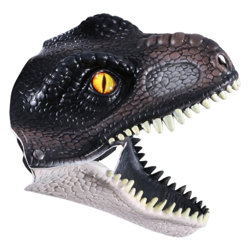 Jurassic Dinosaur Mask with Opening Jaws Eyes & Adjustable for Head Strap for Adult & Kids Nose Opening for Visibility
