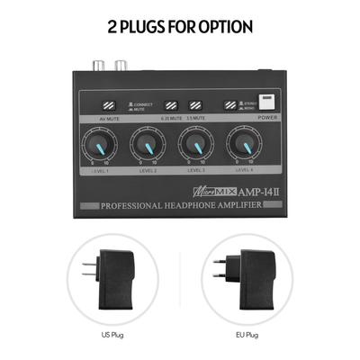 AMP14 4kanálový sluchátkový zesilovač Kompaktní stereo sluchátkový zesilovač s RCA/6,35mm/3,5mm ovládáním vstupní hlasitosti