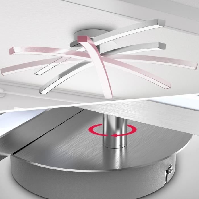 Plafonnier LED - B.K.Licht - 12W - 960Lm - 3000K - Aluminium Brossé