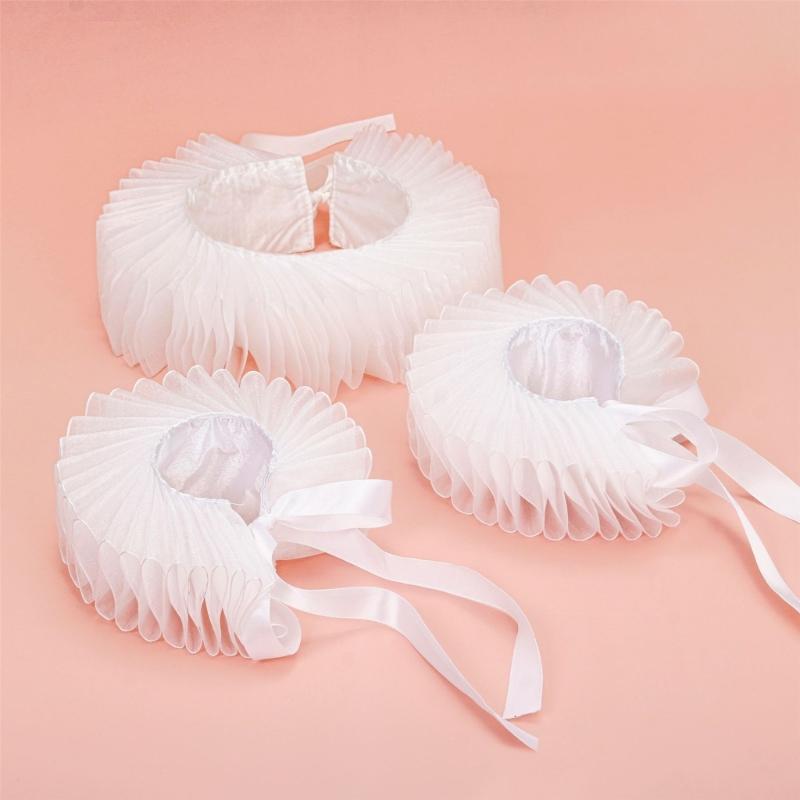 Ruff Collar Ruffled Cosplay Tie for Shirt Blouse Decorative Wristband False Collar Play Costume Accessories
