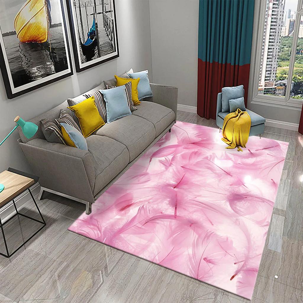 Colorful Feather Carpet for  Living Room Sofa Coffee Table Light Luxury Carpet Family Bedroom Bedside Rugs Bathroom Non-slip Rug