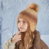 Koreanische Bunte Kinderhüte Niedliche Fellbommel Strickmütze Mädchen Winter Ohrenschutzkappen Outdoor Plus Samt Warme Kapuzen Accessoires