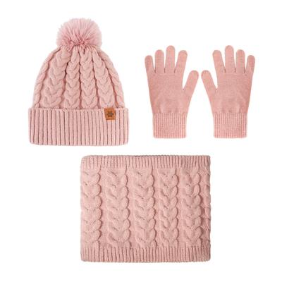 Winter Knitted Hat, Gloves Winter Women's Outdoor Riding Double Layer Thickened Warm Hat Scarf Three-piece Cross