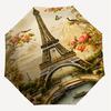 1PC Eiffel Tower Flowers Umbrella-8-Rib Reinforced, Automatic Open, Lightweight & Durable, Cute Fashion Accessory for Outdoor, Beach, or Casual Use, B