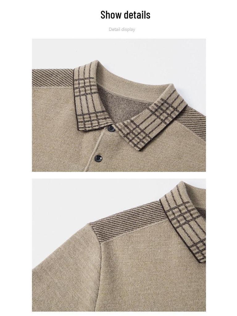 Men’s Lapel Thick Warm Knit Jacquard Polo Sweater - Autumn/Winter Collection