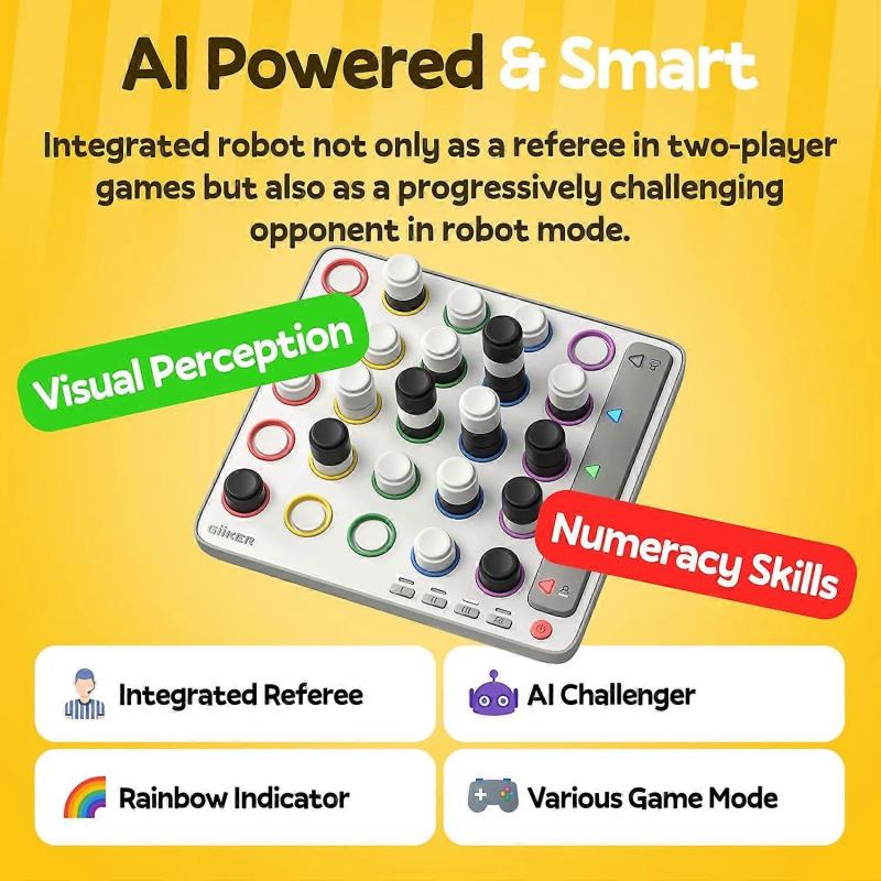 3D AI-Powered 4 In a Row Innovative Game, Strategy Board Game with Integrated Referee for 1-2 Players