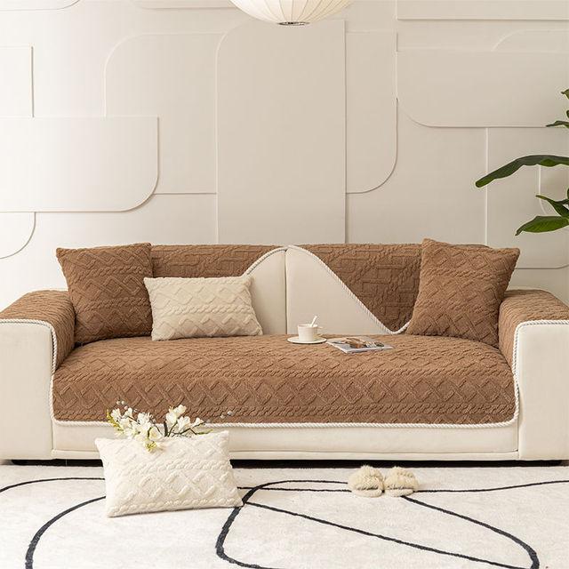 Plush Sofa Cushion Thickened Jacquard Non -Slip Cushion Cover Cotton Velvet All -Inclusive Universal Living Room Sofa Cover Back