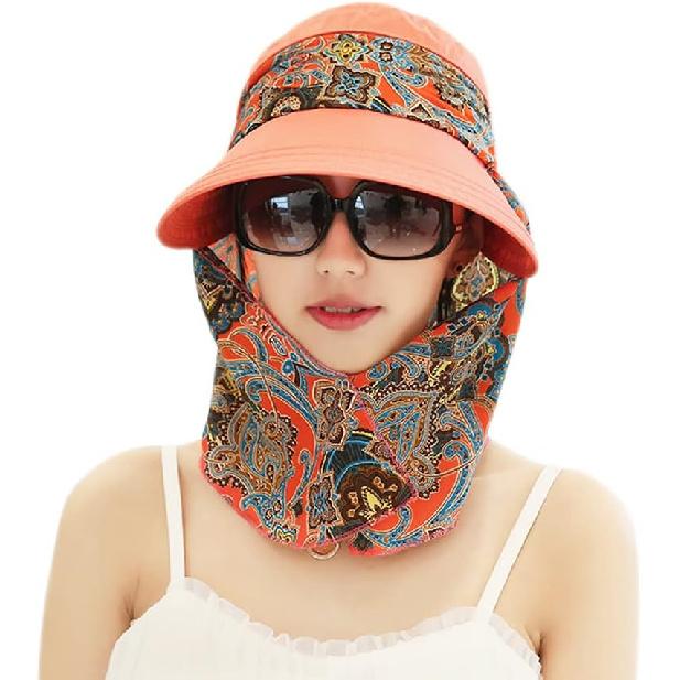 Women's Multifunctional UPF 50+ UV Sun Protection Waterproof Breathable Face Neck Flip Folding Sun Hat