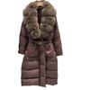 Womens Winter Down Coat With V-Neck Slim Fit Mid-Length 50% Duck Fill Thick Warm Outerwear Cold Season