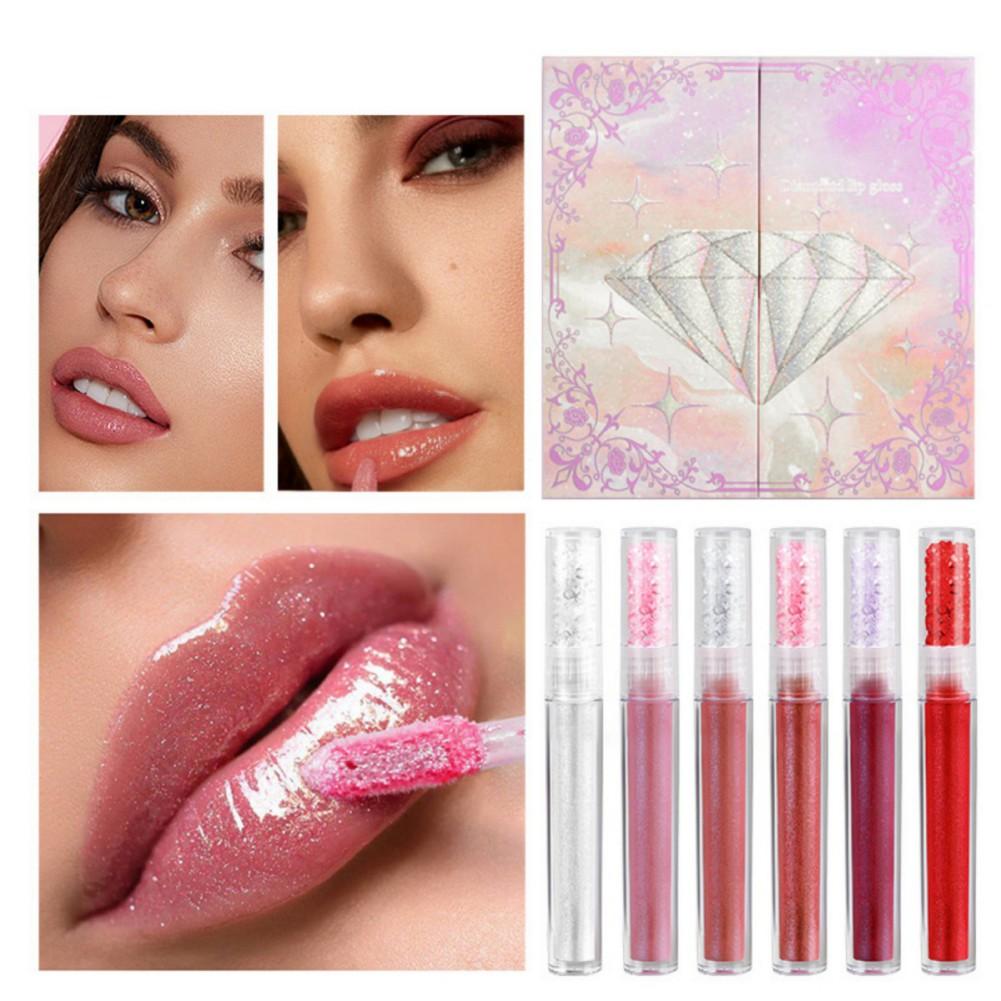 Set of 6 Lip Gloss Glittering Moisturizes and Hydrates Lip Gloss