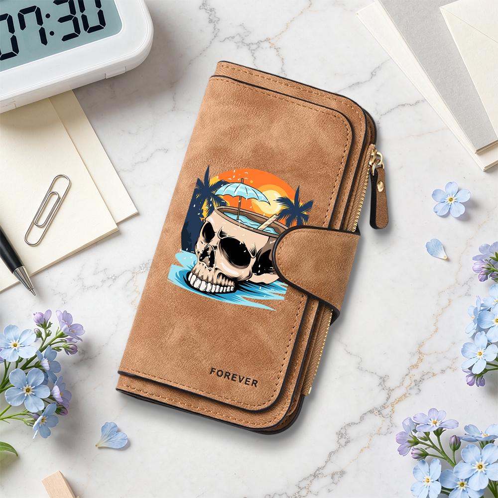 Summer Skull Pattern Long Wallet Fashion Daily Portable Card Holder
