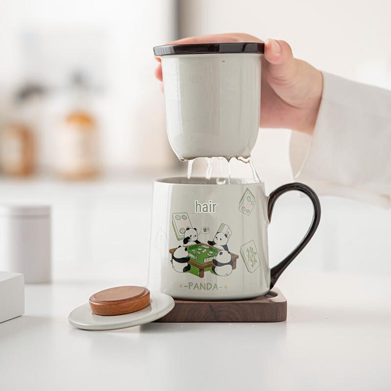 OLOEY Panda Mahjong Ceramic Tea Infuser Mug