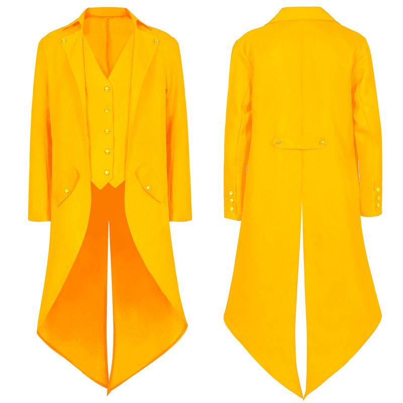 

2024 New Model Man Tian Yu Foreign Trade European and American Medieval Tailcoat Ball Gown Performance Costume Halloween Costume Yellow L