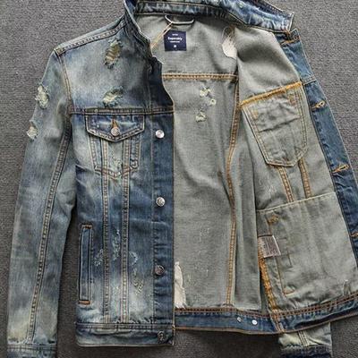 Men's Retro Denim Jacket - Korean Style, Slim Fit for Spring & Autumn