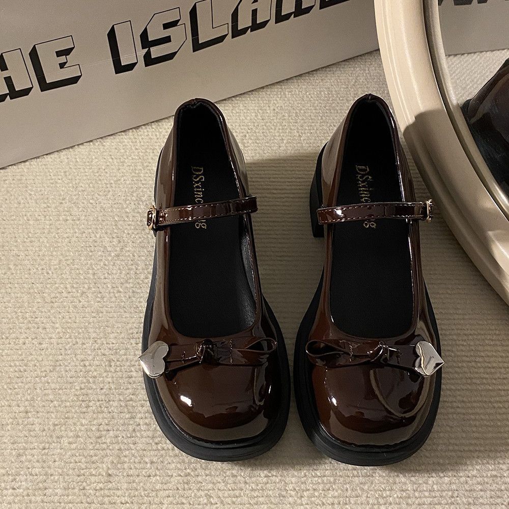 

Women Shoes Quality Patent Leather Casual Shoe Classic Round Head Mary Janes Japanese Lolita Shoes Shallow-mouth Single Footwear 40