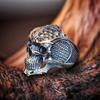 Vintage Punk Stainless Steel Skull Rings For Men Gothic Punk Dragon Scaled Skull Rings Hip Hop Men Motorcycle Rock Biker Jewelry