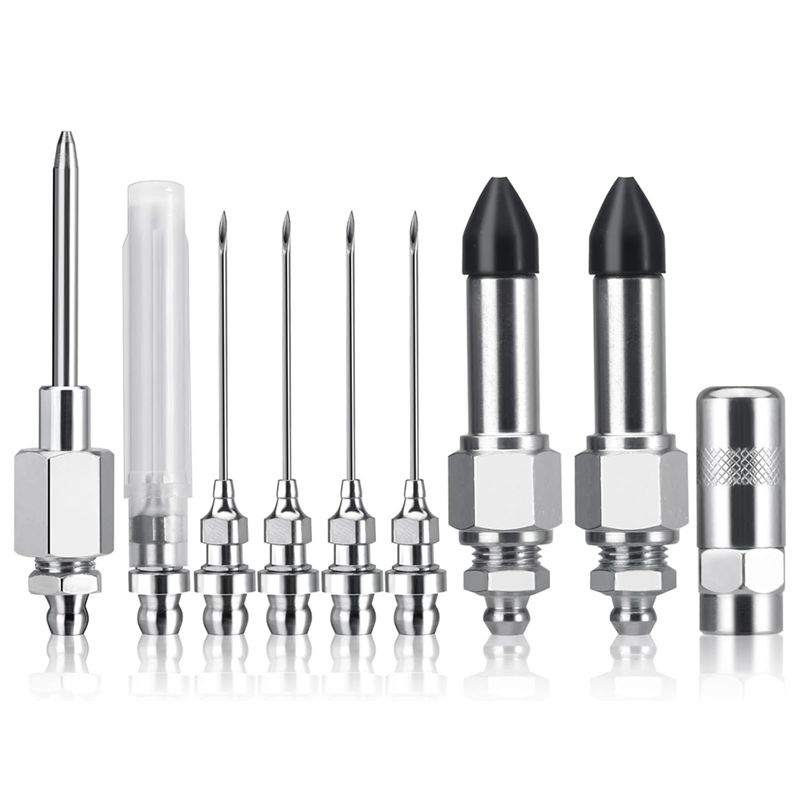 

ABUL-9Pcs Greasegun Needle Nozzle Kit,Greasegun Injector Needle Nozzle With Nipple Adapter Fitting Tool