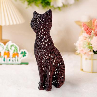 Yousheng Hollow Cat Statue Kolekcjonerska figurka kota drukowana w 3D, ozdoba na stół do biura domowego, ozdoba na święta Bożego Narodzenia dla miłośników kotów