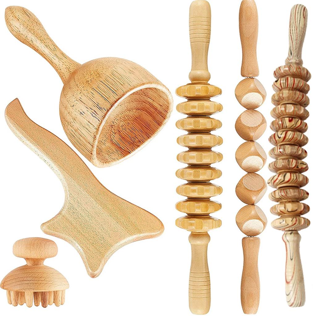 Wood Skin Scraping Therapy Complete Kit Maderotherapy Kit For Reductive Massage Professional Wood Massage Tool For Body Contour