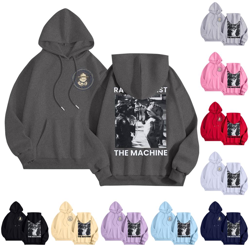 Ladies Fashion Casual Long Sleeve Printed Round Neck Hoodie Pullover Top