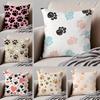 Cute Dog Paw Prints Pet Style Cushion Cover Throw Pillow Cover Hidden Button Durable Polyester Chair Cushion