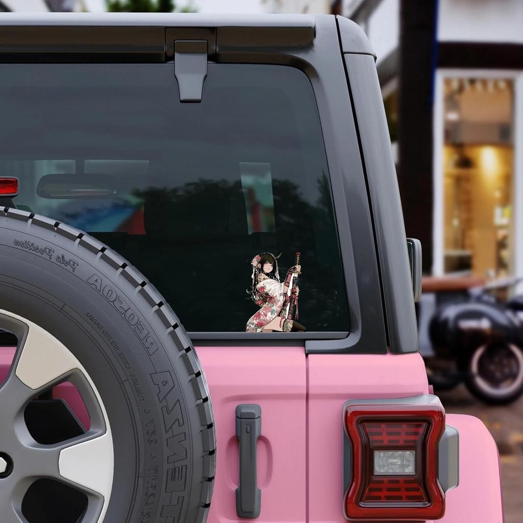 5.1" Anime Samurai Girl Sticker Decal for Windshield Bumper Car Body Waterproof Decoration
