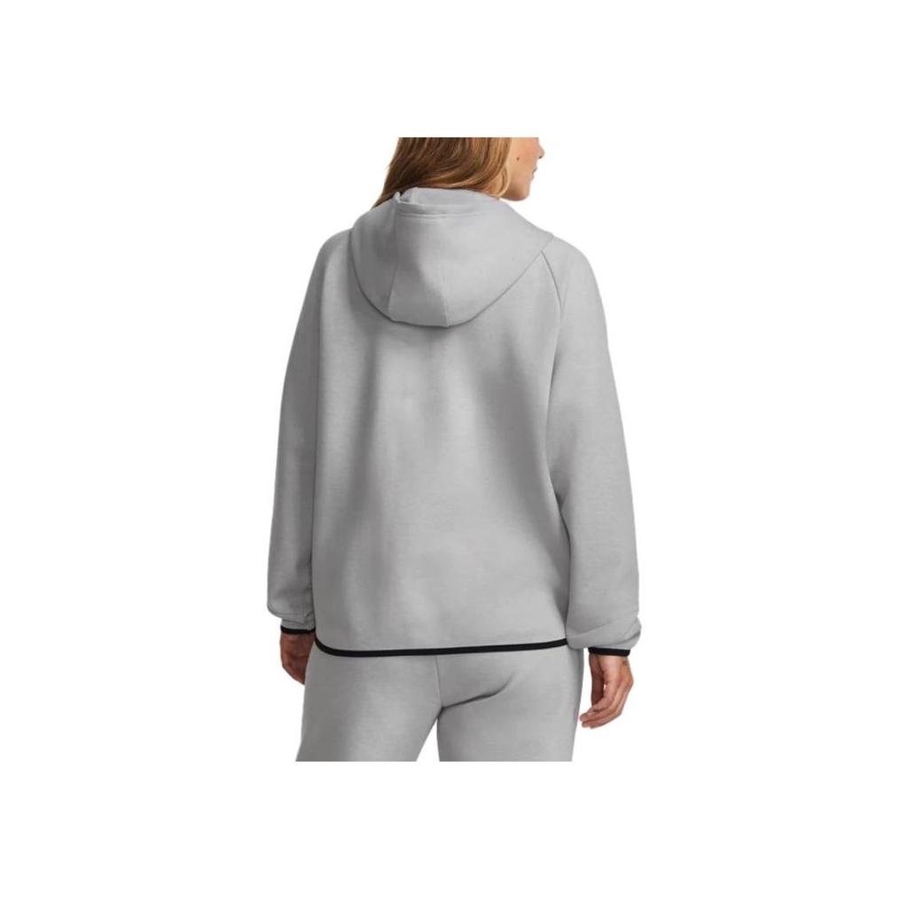 Under Armour Printed Hooded Fleece Zip-Up Sports Jacket Women Tops Gray 1379842-011