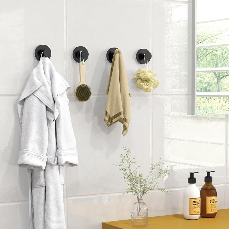 2/4Pcs Reusable Wall Mount Stainless Steel Suction Cup Hooks Waterproof Hangers for Home Office Bathroom