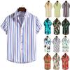 New 2025 Spring and Summer Men's Beach Shirt Hawaiian Short-sleeved Flower Shirt Men's E-commerce Supply