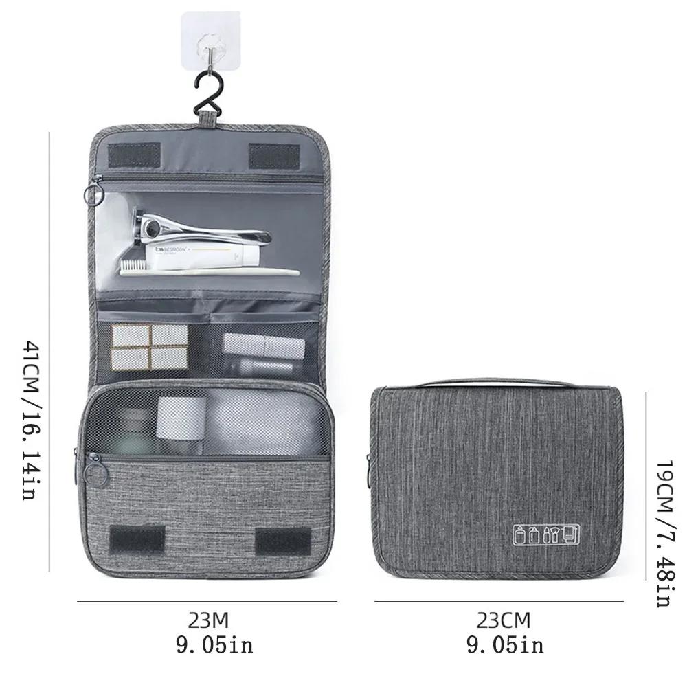 Makeup Bag With Twill Fabric,Large Capacity Portable Travel Storage Bag,Waterproof,Men's and Women's Hanging Toiletries Bag