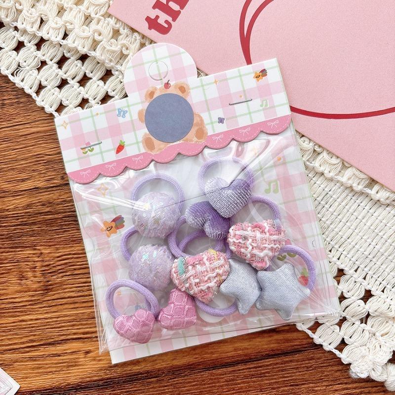 5/10 Stück Kinder Kleine Gummibänder Herz Schleife Mini Mädchen Haarseile Bänder Baby Mädchen Süße Haarbänder Kopfschmuck