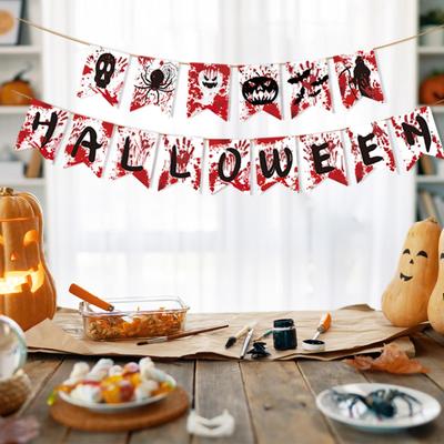Banery Girlandy na Halloween Dekoracje Ozdoby DIY Wiszące na Ścianie Papierowe Flagi na Nawiedzony