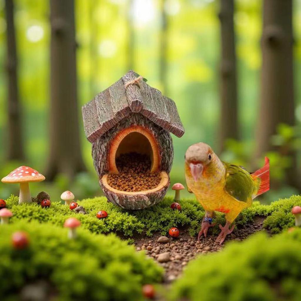 Resin Tree Stump Birdhouse & Feeder Garden Decoration