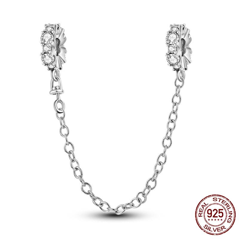 925 Silver Clasp CZ Pave Daisy Beads Stopper Clip Fit Original Bracelet Jewelry 1