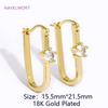 Trendy 18K Gold Plated Brass Geometric Hoop Earring Inlaid Zircon Twist Round Earring,Jewelry Party Gifts For Women Wholesale