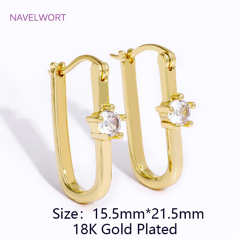 Trendy 18K Gold Plated Brass Geometric Hoop Earring Inlaid Zircon Twist Round Earring,Jewelry Party Gifts For Women Wholesale