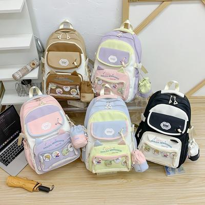 School Bag for Girls, Pain Bag for Junior High School Students, Large-capacity Fashionable Backpack, Cute Transparent Belt, Two-dimensional Personal